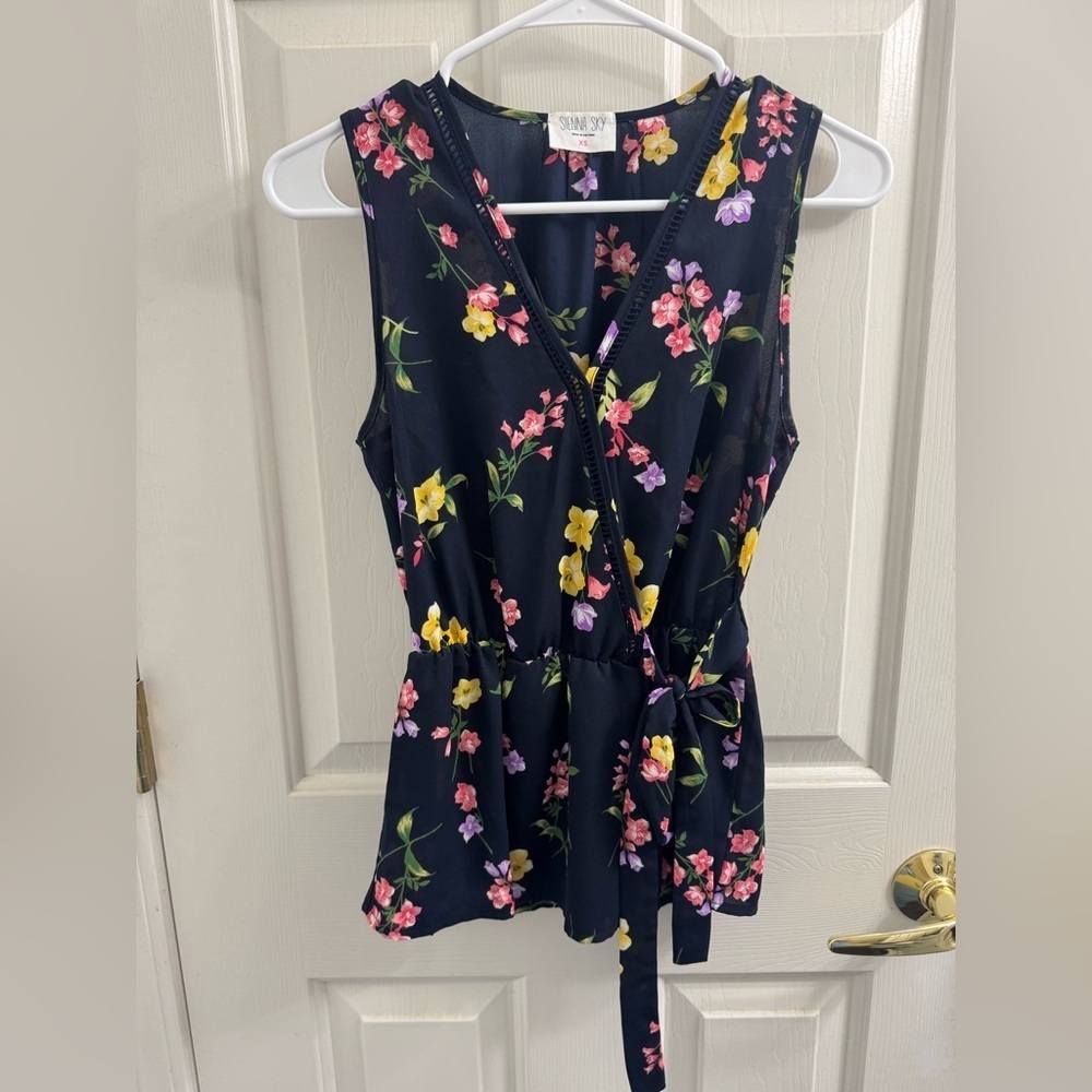 Floral Sleeveless Wrap Top